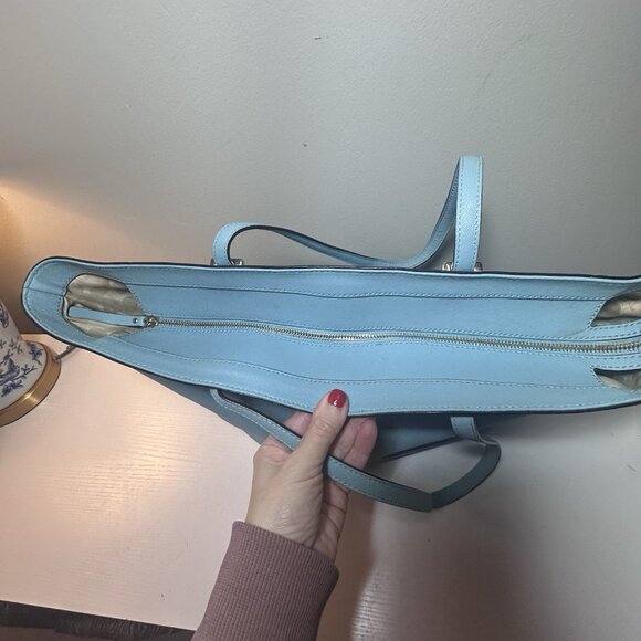 Kate Spade New York Tote Celeste Blue Large Cedar Street Leather Zip Closure - Picture 8 of 16